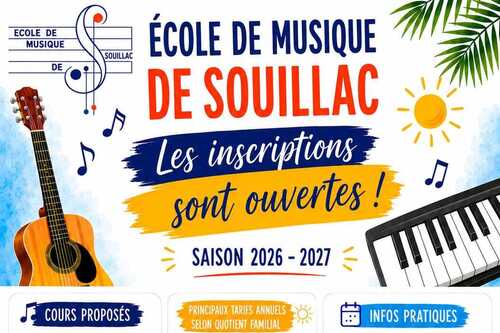 Cours de musique saison 2026-2027, école de musique de souillac